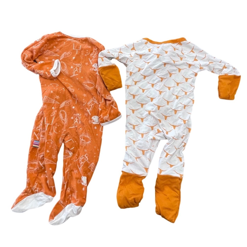 Texas Longhorns Newborn Baby Bamboo Sleepers 2 Pack magnetic me Zip Up I09 - Picture 4 of 4
